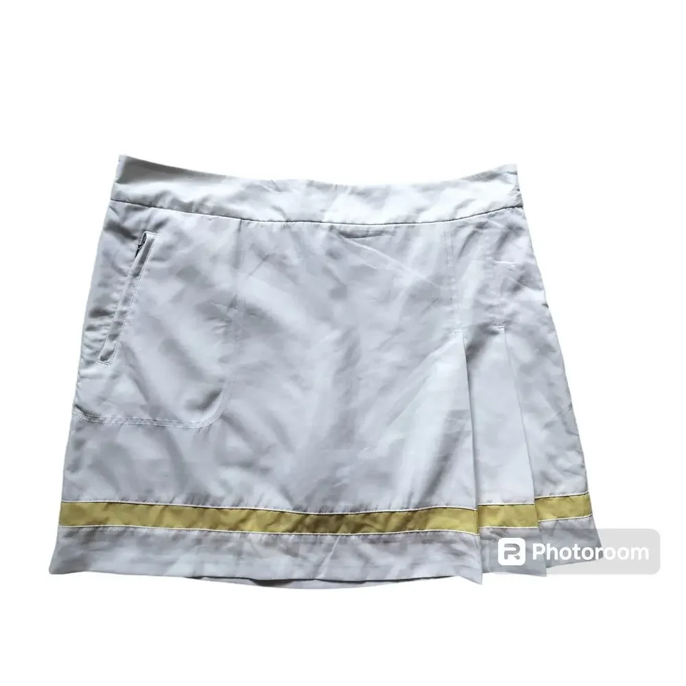 Izod XFG Women's Cool FX White Yelow‎ Golf Skirt Skort Pleated Size 12